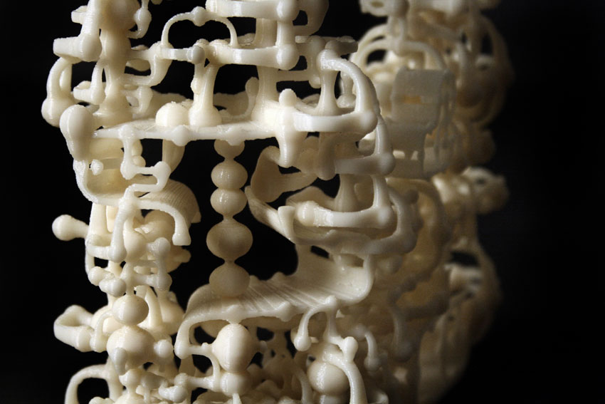 3-d printed model showing spacial qualities within the facade structure